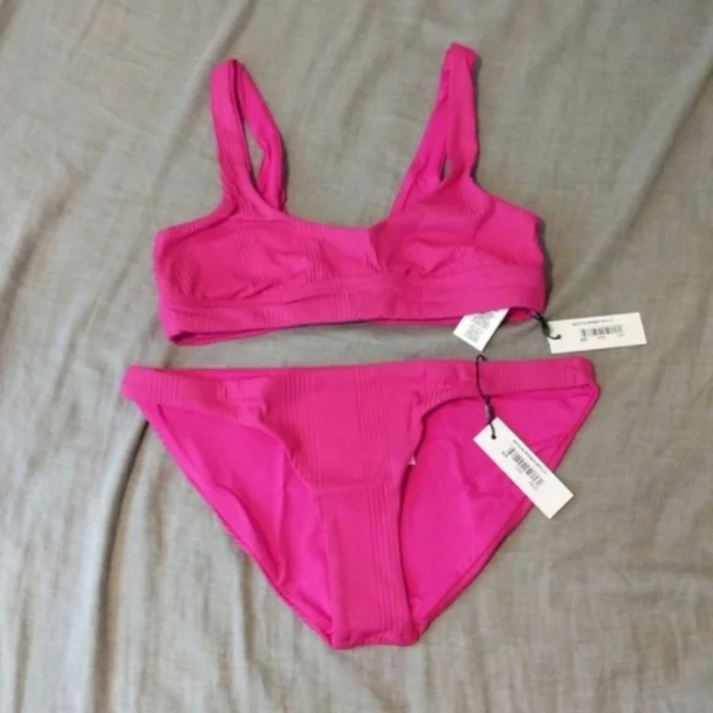 Vitamin A Sienna Top Luciana Bottom Malaia Pink Bikini Ribbed Rib